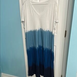 SHEIN White and Blue Maxi Dress